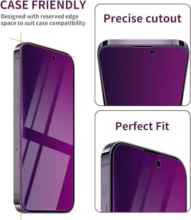 Ifaeveus 2 Pack Privacy Screen Protector for iPhone 14 Pro Max Tempered Glass 6.7inch Private Saver Anti-Spy Anti-Blue Light Eye Protection Anti-Scratch Full Coverage - Image 6