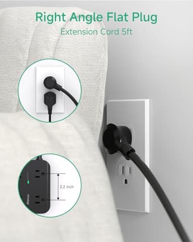 25FT Extension Cord - 8 Outlets Surge Protector Power Strip with USB Ports, Heavy-Duty Braided Extension Cord with Multiple Outlets, Flat Plug, Circuit Breaker, Charging Station Overload Protection - Image 4