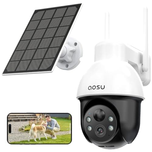 AOSU Solar Security Camera Wireless Outdoor System, 3K/5MP Battery Powered WiFi Camera for Home Security, Panoramic PTZ, Auto Tracking, Human/Vehicle Detection, Night Vision, Spotlights, 2-Way Talk - Image 1