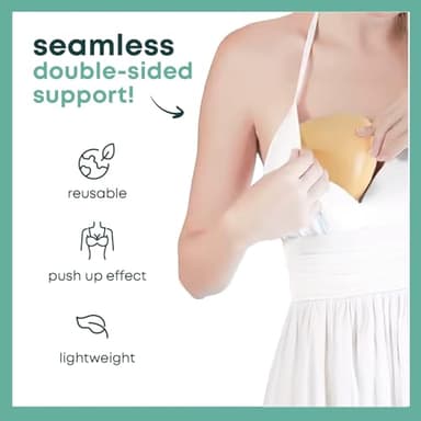 Double Sided Sticky Bra Inserts Reusable | Push Up Lift Self-Adhesive Pads for Strapless, Bikini, Swimsuit, and Sports Bras | Comfortable, Invisible Support for a Natural Look | Long-Lasting Beige - Image 7