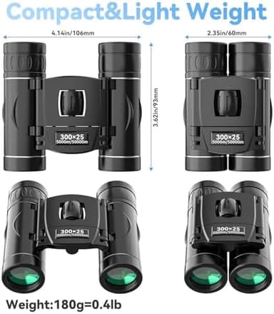 300x25 Binoculars for Adults and Kids, High Powered Mini Pocket Binoculars with Phone Adapter, Waterproof Compact Telescope for Bird Watching, Hunting, Concert, Theater, Opera, Traveling, Sightseeing - Image 3