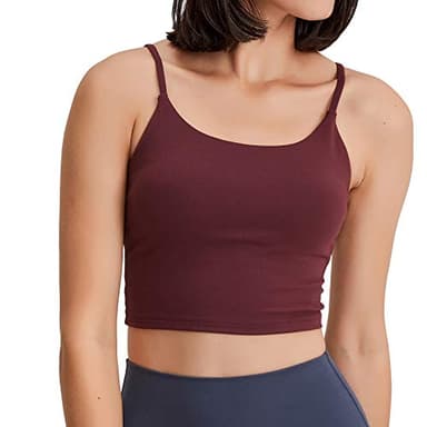 Lemedy Women Padded Sports Bra Fitness Workout Running Shirts Yoga Tank Top (L, Burgundy) - Image 2