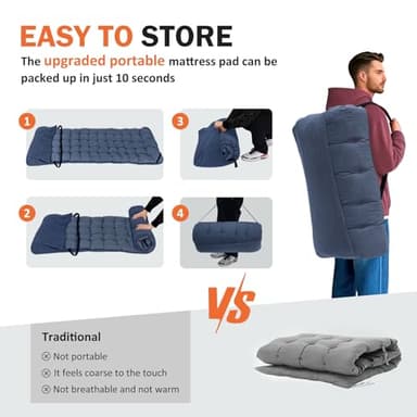 ATORPOK Camping Cot for Adults with Cushion Comfortable, Portable Folding Bed for Sleeping Supports 450 lbs (Blue) - Image 3