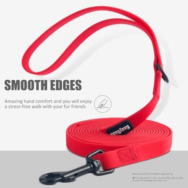 Dog Leash with Electroplated Black Hardware, Lightweight Leash with Traffic Handle, 10FT Waterproof Red Dog Lead Coated with Durable and Odor Free Material for Small and Medium Dogs - Image 6