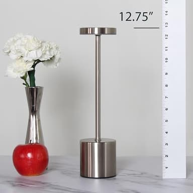 Simple Designs LD1083-SLV 12.75" Mushroom Magic Disc Dimming & Rechargeable Cordless 4-Way Touch Sensor Stick Desk Lamp, Silver - Image 5