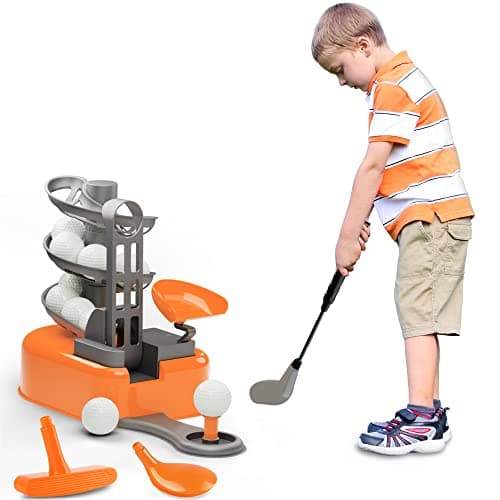 iPlay, iLearn Kids Golf Toys Set W/Left & Right Club Head, Boys Outdoor Sport Toy Age 3-5, Toddler Indoor Golf Ball Game, Child Exercise Active, Yard Play Birthday Gift 4 6 7 8 Year Olds Toddler Girl - Image 1