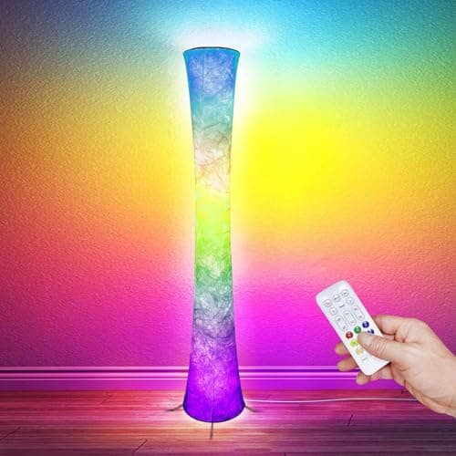 dotanddot Floor Lamp, RGB Color Changing, Smart Control Music Sync with Fabric Shade, Standing Lamp for Living Room Bedroom Game Room, 62 inch