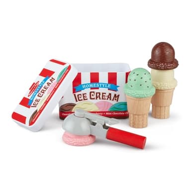 Melissa & Doug Scoop and Stack Ice Cream Playset, Magnetic Wooden Toys & Pretend Play Kitchen Accessories, Preschool Learning Toys for Girls & Boys 3+ - FSC Certified - Image 1