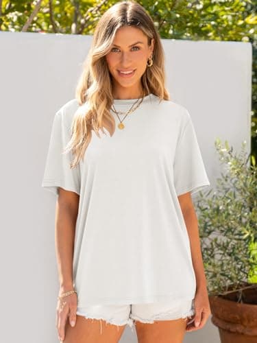 ANRABESS Womens Oversized T Shirts Short Sleeve Crewneck Tops Casual Loose Basic Tee Shirts 2025 Summer Outfits Trendy Clothes White Medium - Image 3