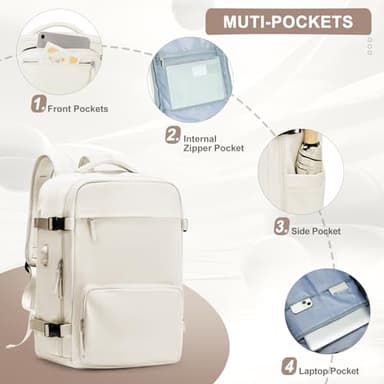 Large Travel Backpack for Women Men, Waterproof Carry on Backpack for Flight Approved, Mochila de Viaje Personal Item Luggage Backpacks with Shoce Compartment, Bulto de Viaje Tiktok Backpacks - Image 4