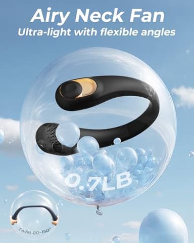 Neck Fan, Personal Fan with LED Display, USB-C Rechargeable, 4000mAh-Battery, 3-Speed Adjustment & Whisper-Quiet Operation, Perfect for Home, Travel, Sports - Image 4