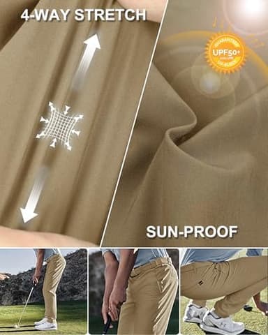33,000ft Men's Golf Pants Slim Fit with 5 Pockets Stretch Quick Dry Lightweight UPF 50+ Work Dress Pants - Image 3
