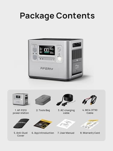 AFERIY P210 Portable Power Station 2400W (4800W Peak),2048Wh LiFePO4 Battery Generator with 1100W AC Charging & 500W Solar Charging,for Home Backup,Outdoor Camping, RVs, Emergencies, Power Outages - Image 7