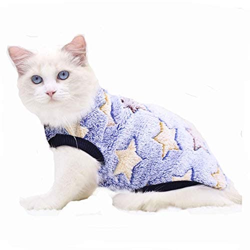 ANIAC Bunny Clothes for Rabbits Warm Kitten Vest Fleece XXXS Dog Shirt Cozy T-Shirt for Bunny Guinea Pig Ferret Puppy Mini Dog and Small Animals (XS, Navy Blue with Star) - Image 1