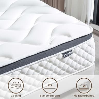 Deegari Queen Mattress,12 Inch Queen Size Mattresses in a Box,Gel Memory Foam and Innerspring Hybrid Mattress with Individual Pocket Spring for Motion Isolation,Medium Firm Feel - Image 4