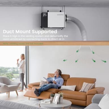 Waykar 125 Pint Crawl Space Dehumidifier with Pump and Drain Hose for commercial, Basements, and Water Damage Unit for Spaces up to 6500 Square Feet, Smart Humidity Control - 5-Year Quality Coverage - Image 4