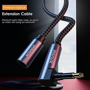 VANAUX Toslink to Mini Toslink Digital Optical Extension Cable,90 Degree S/PDIF Audio Cable Male to Female for Home Theater,Sound Bar,TVs,Amplifiers (5ft/1.5m) - Image 6
