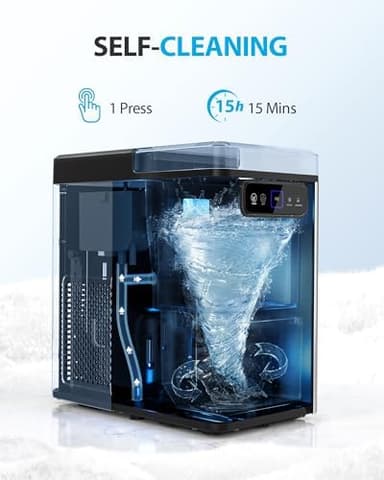 Aeitto Nugget Ice Maker Countertop, Pellet Ice Machine Soft Chewable Ice 40lbs/Day, One-Click Operation, Auto Self-Cleaning Crushed Ice Makers Stainless with Scoop for Home/Kitchen/Office (Silver - Image 5