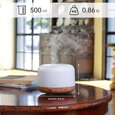 ASAKUKI Essential Oil Diffuser 500ml, Ultrasonic Aromatherapy Humidifier with Remote Control, 7 LED Colors, Timer & Auto-Off, Large Room Diffuser - Image 7