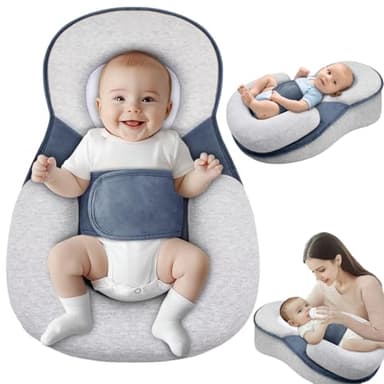 Baby Wedge Pillow for Newborn - Acid Reflux Breastfeeding Pillow for Baby - for Reducing Spit-Up with Safety Strap - Image 1