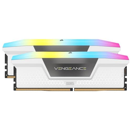 CORSAIR Vengeance RGB DDR5 RAM 64GB (2x32GB) 6000MHz CL30-36-36-76 1.4V AMD Expo & Intel XMP Desktop Computer Memory - White (CMH64GX5M2B6000Z30W)
