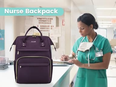 LOVEVOOK College Laptop Backpack, 15.6 Inch Travel Backpack for College, Waterproof Work Backpack Woman for Teacher Nurse Anti-theft Travel Back Pack, Gifts for Women,Dark Purple - Image 6