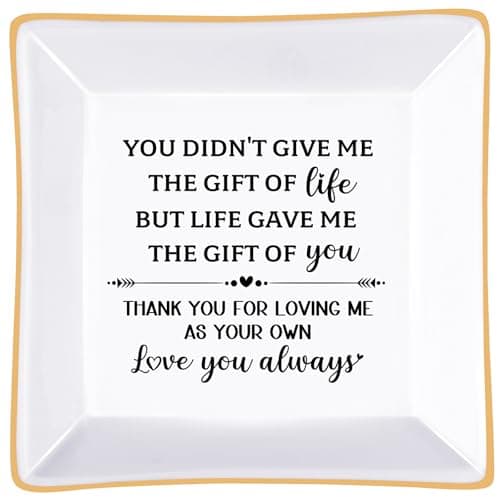 PUDDING CABIN Step Mom Gifts for Bonus Mom - Thank You for Loving Me As Your Own,Jewelry Dish Trinket Tray Birthday Christmas Valentines Mother's Day Gifts for Stepmom Mother in Law - Image 1