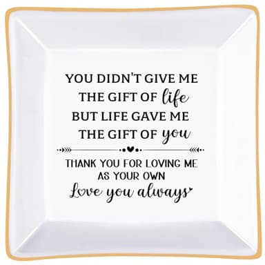 PUDDING CABIN Step Mom Gifts for Bonus Mom - Thank You for Loving Me As Your Own,Jewelry Dish Trinket Tray Birthday Christmas Valentines Mother's Day Gifts for Stepmom Mother in Law - Image 1