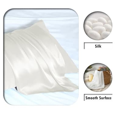Silk Pillow Cases 2 Pack Soft Breathable and Sliky King Size Pillow Cases Set of 2,Natural Mulberry Satin Silk Pillowcase with Hidden Zipper for Hair and Skin (Ivory,20"X 36",2pcs) - Image 2