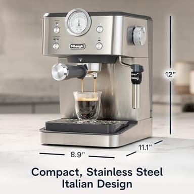 De’Longhi Classic Espresso Machine with Milk Frother, 15-Bar Pump & Temperature Control - Barista Coffee Maker Kit for Espresso, Latte, Cappuccino & Iced Coffee - Italian Stainless Steel Design - Image 5