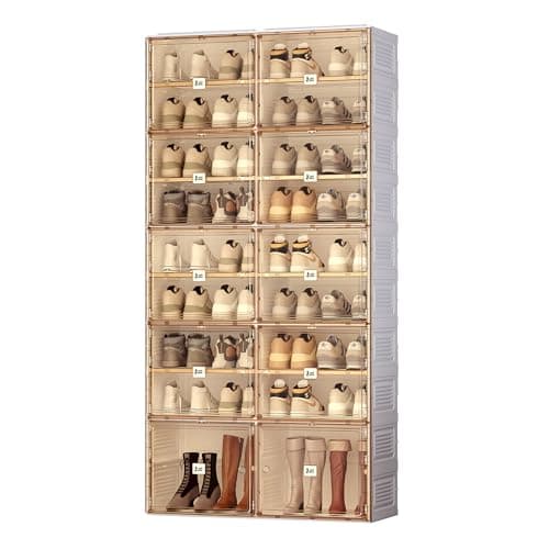 ANTBOX Portable Shoe Rack Organizer for Closet Entryway, Stackable Sneaker Storage Shoe Cabinet with Magnetic Clear Door, Large Plastic Storage containers Bins with Lids 9 Tiers 36 Pairs - Image 1