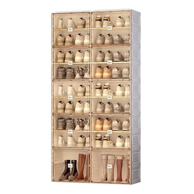 ANTBOX Portable Shoe Rack Organizer for Closet Entryway, Stackable Sneaker Storage Shoe Cabinet with Magnetic Clear Door, Large Plastic Storage containers Bins with Lids 9 Tiers 36 Pairs - Image 1
