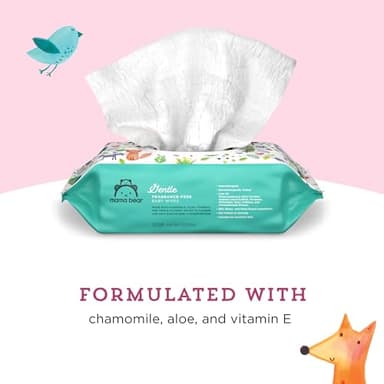 Amazon Brand - Mama Bear Gentle Fragrance Free Baby Wipes, Hypoallergenic, Sensitive Skin, Unscented, 800 Count (8 Packs of 100) - Image 2
