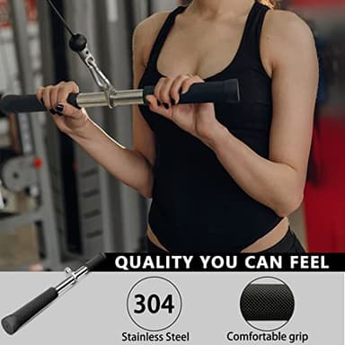 QPARVERS Cable Attachments for Gym lat pulldown attachments cable machine accessories, Straight Pull Down Bar, V-Shaped Press Down Bar, Tricep Rope, Row Handle - Image 2