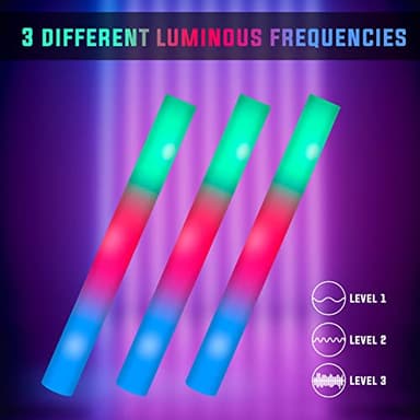 SHQDD 44 PCS Foam Glow Sticks Bulk with 3 Modes Colorful Flashing, Glow Sticks Pack, Foam Light Up Sticks, Glow in Dark Party Supplies for Wedding, Raves, Party, Halloween, 4th of July - Image 6