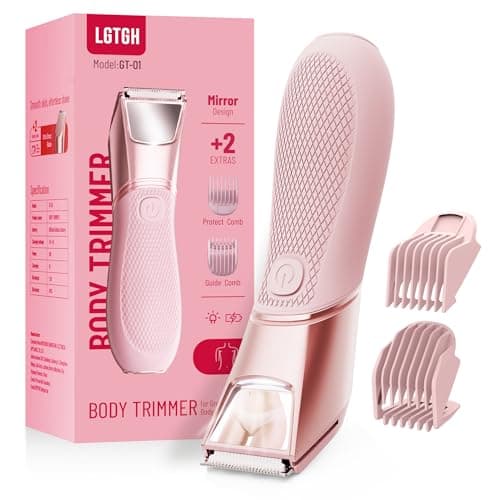 Bikini Trimmer for Women: Pubic Hair Razor with Mirror & LED Light, Electric Shaver with Ceramic Blades & Travel Lock - Body Groomer IPX7 Waterproof Use for Legs/Arm/Underarm - Image 1