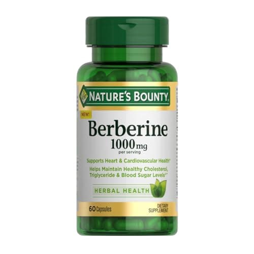 Nature's Bounty Berberine Supplements,1000mg, Berberine Capsules for Blood Sugar Support, Cholesterol & Heart Health, 60 Count - Image 1