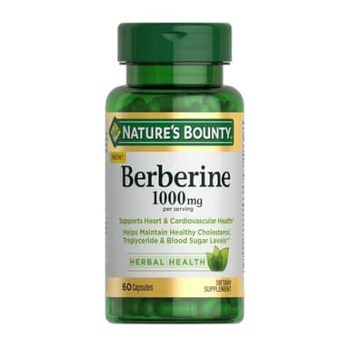 Nature's Bounty Berberine Supplements,1000mg, Berberine Capsules for Blood Sugar Support, Cholesterol & Heart Health, 60 Count - Image 1