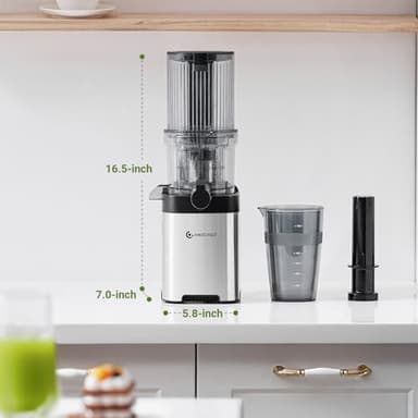 AMZCHEF Cold Press Juicer, 4.5" Juicer Machines with Large Feed Chute for Whole Fruits & Vegetables, Stainless Steel Juice Extractor with Large Auger, Dual Strainers, Easy Cleanup & Assembly - Image 6