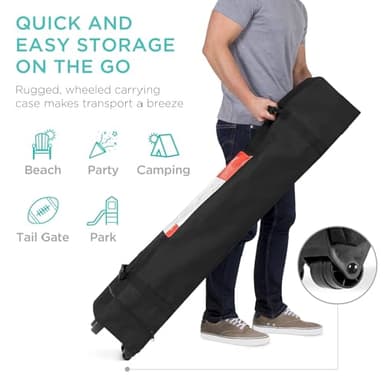 Best Choice Products 10x10ft 1-Person Setup Pop Up Canopy Tent Instant Portable Shelter w/ 1-Button Push, Case, 4 Weight Bags - Silver - Image 4