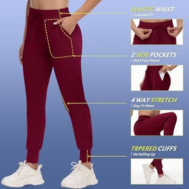 4 Pack Joggers for Women - Sweatpants with Pockets Lightweight Comfy Yoga Pants for Workout Travel Lounge - Image 3
