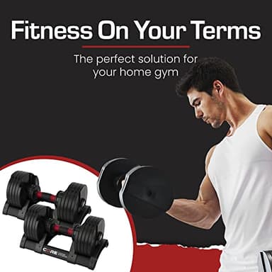 Core Fitness® Adjustable Dumbbell Weight Set by Affordable Dumbbells - Space Saver - Dumbbells for Your Home - Image 8