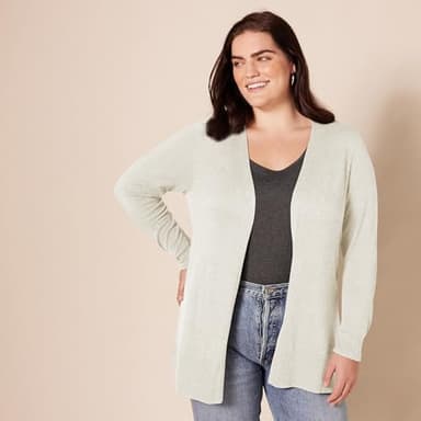 Amazon Essentials Women's Lightweight Open-Front Cardigan Sweater (Available in Plus Size), Oatmeal Heather, Large - Image 6