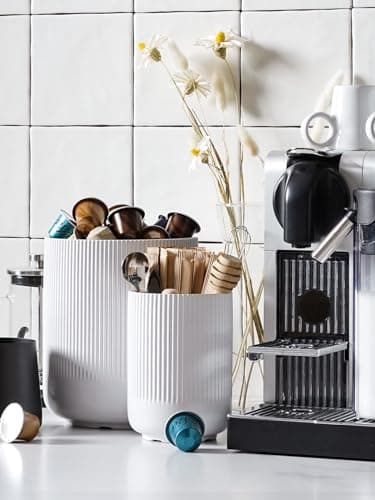 LE TAUCI Utensil Holder, 7.3"+5.4" Ceramic Kitchen Utensil Holder for Countertop, Large Cooking Utensil Crocks for Kitchen Counter Decor, Morden Utensil Organizer for Spatula, Set of 2, White - Image 4