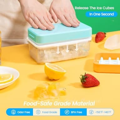 Ice Cube Tray with Lid and Bin, PHINOX 84 pcs Ice Trays for Freezer, Ice Cube Trays for Freezer with 3 trays, Container, Lid & Ice Scoop, BPA Free - Image 3
