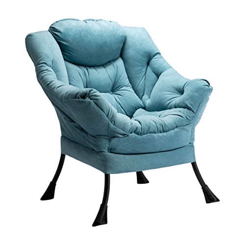HollyHOME Lazy Chair with Armrest and Side Pocket, Comfy Accent Lounge Chair,Leisure Sofa Armchair for Living Room, Bedroom, Dorm, or Small Spaces, Oversized Reading Sofa Chair, Textured Blue - Image 1