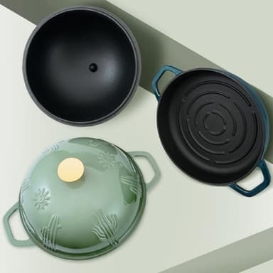 Flavehc Bread Oven Cast Iron Bread Dutch Oven with Cloche Lid for Bread Baking White Enameled Cast Iron Bread Oven with Dome Lid for Sourdough, 9.8 Inches - Image 6