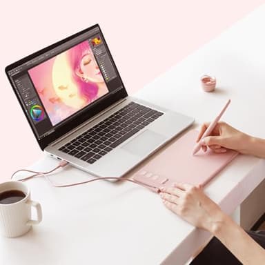 HUION Inspiroy 2 Small Drawing Tablet, Digital Art Tablet with Scroll Wheel, 6 Hot Keys, Battery-Free Stylus, Pink Graphics Tablet for Drawing, Design, Writing, Work with PC, Mac & Android - Image 6