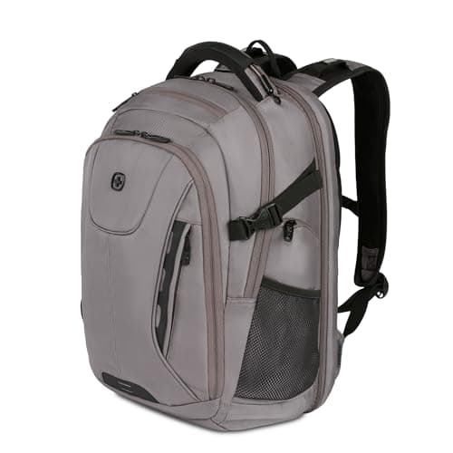 SwissGear Travel Tech Elite Laptop Backpack – Fits Laptops up to 16” – ScanSmart TSA-Friendly Backpack with USB Port, Shoe Compartment & Organizer Pockets – Grey Ballistic - Image 1
