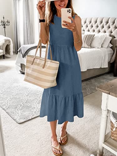 ANRABESS Women Summer Casual Sleeveless Crewneck Sundress Aline Flowy Tiered Maxi Long Beach Dress Vacation Outfits XX-Large Blue - Image 6